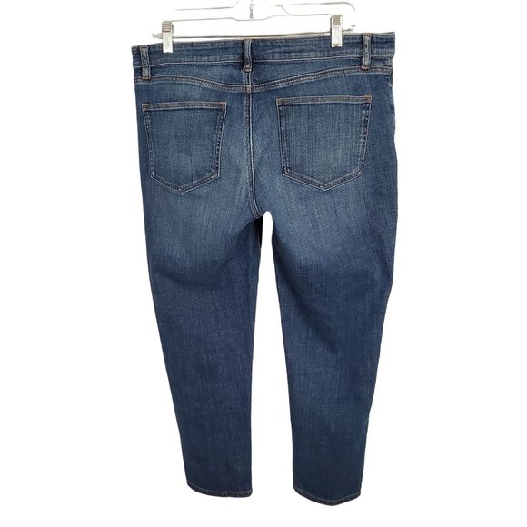 Eileen Fisher Size 12 Jeans Organic Cotton Stretch Denim Mid Rise Cropped - Picture 2 of 8